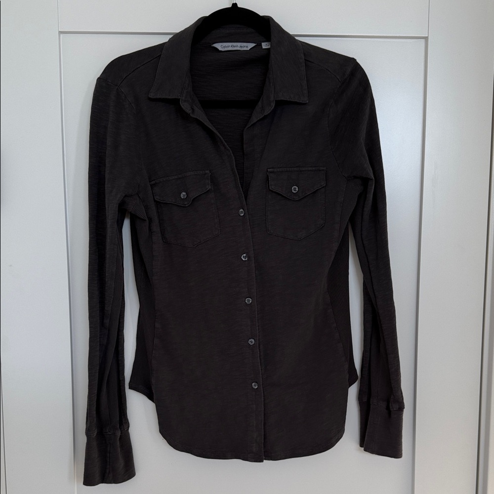 Charcoal Gray Button-Up Shirt